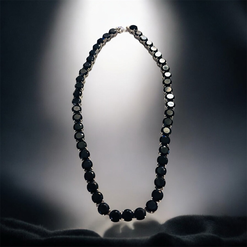 Natural Thai Black Spinel Tennis Necklace